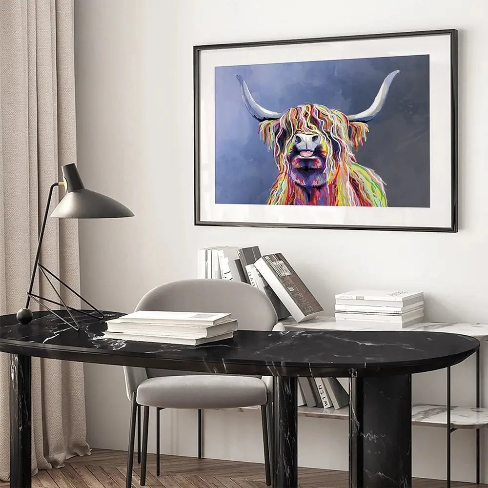 Multicolour Highland Cow Framed Art Print Multicolour Highland Cow Framed Art Print | Multicolour Highland Cow  wall art product Independent