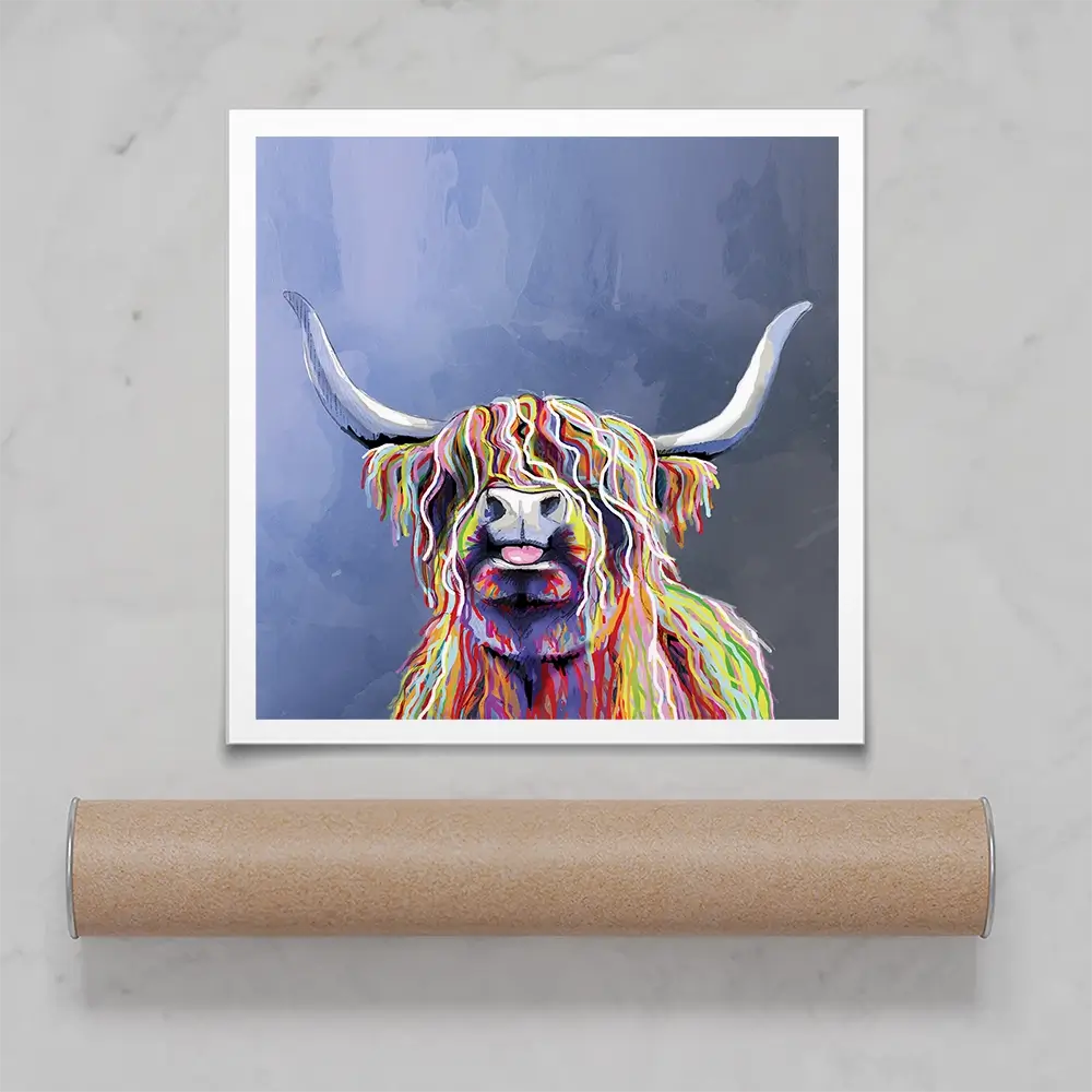 Multicolour Highland Cow Square Art Print Multicolour Highland Cow Square Art Print wall art product Independent