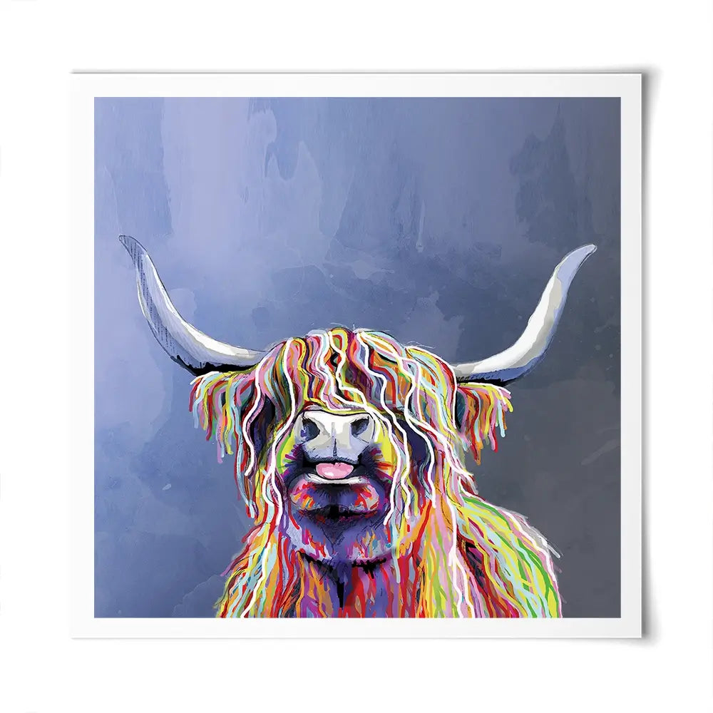 Multicolour Highland Cow Square Art Print Multicolour Highland Cow Square Art Print wall art product Independent
