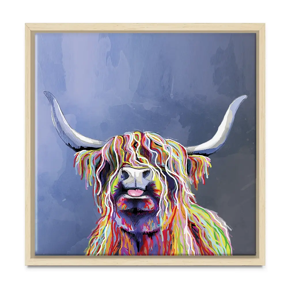 Multicolour Highland Cow Square Canvas Print Multicolour Highland Cow Square Canvas Print wall art product Independent