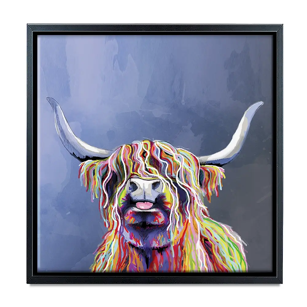 Multicolour Highland Cow Square Canvas Print Multicolour Highland Cow Square Canvas Print wall art product Independent