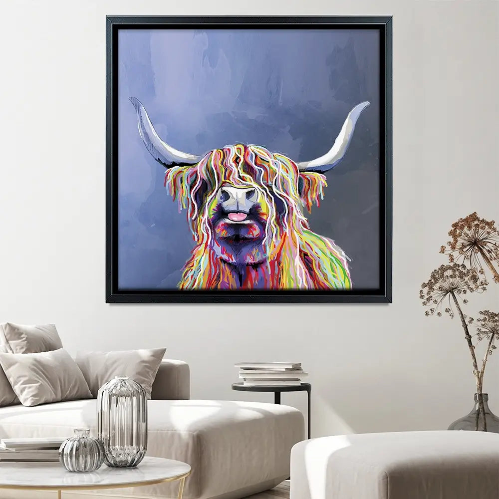 Multicolour Highland Cow Square Canvas Print Multicolour Highland Cow Square Canvas Print wall art product Independent