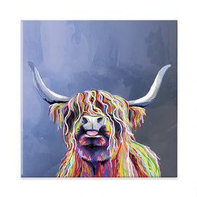 Multicolour Highland Cow Square Canvas Print Multicolour Highland Cow Square Canvas Print wall art product Independent