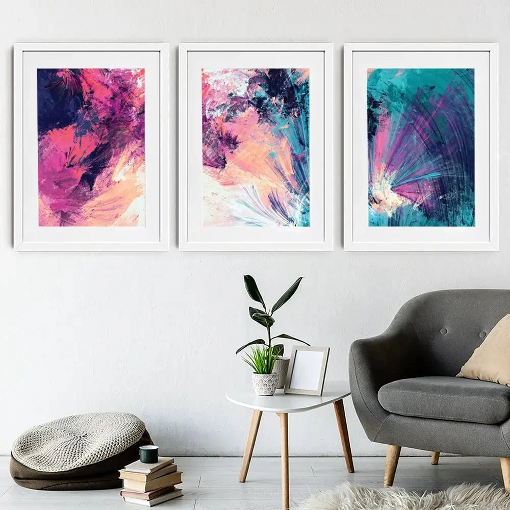 Multicoloured Abstract Framed Art Print Trio Multicoloured Abstract Framed Art Print Trio wall art product Excellent backgrounds / Shutterstock