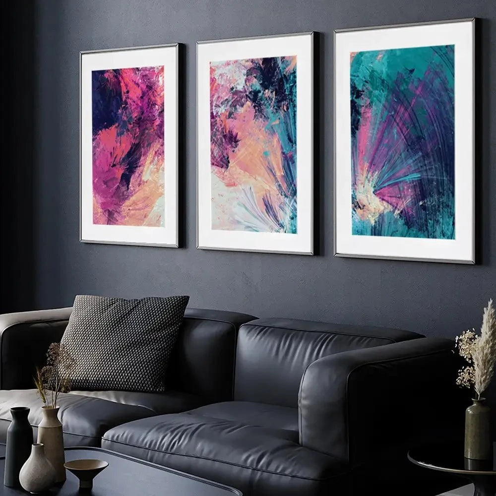 Multicoloured Abstract Framed Art Print Trio Multicoloured Abstract Framed Art Print Trio wall art product Excellent backgrounds / Shutterstock