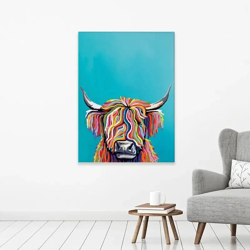Multicoloured Cow Canvas Print Multicoloured Cow Canvas Print wall art product Independent