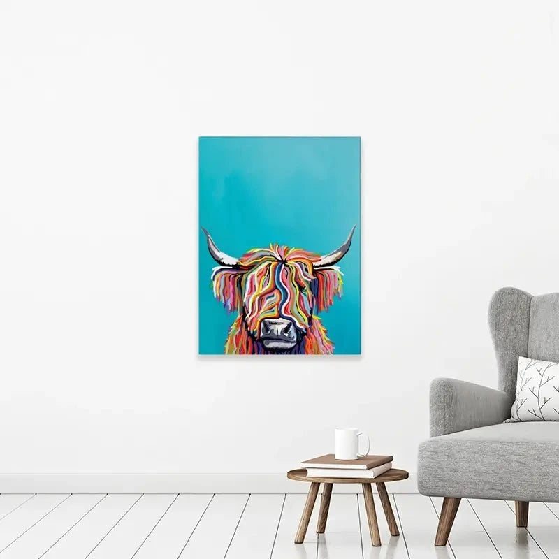 Multicoloured Cow Canvas Print Multicoloured Cow Canvas Print wall art product Independent