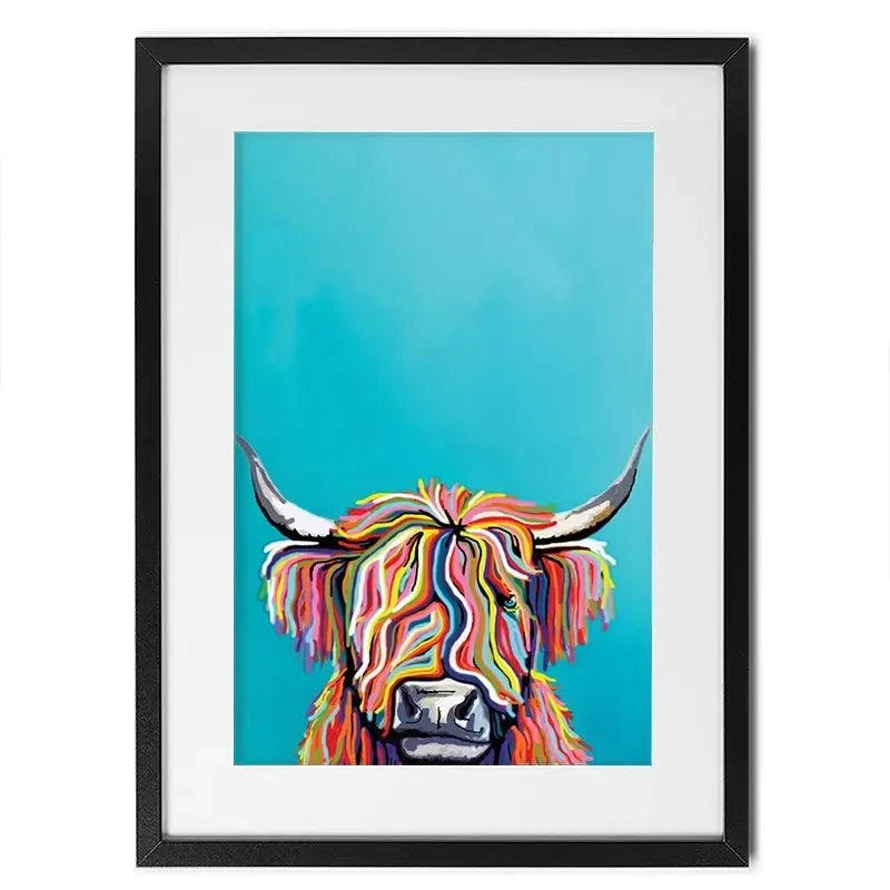 Multicoloured Cow Framed Art Print Multicoloured Cow Framed Art Print wall art product Independent