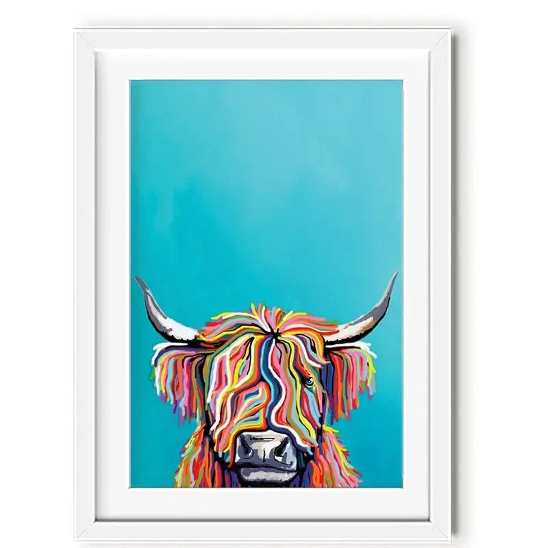 Multicoloured Cow Framed Art Print Multicoloured Cow Framed Art Print wall art product Independent