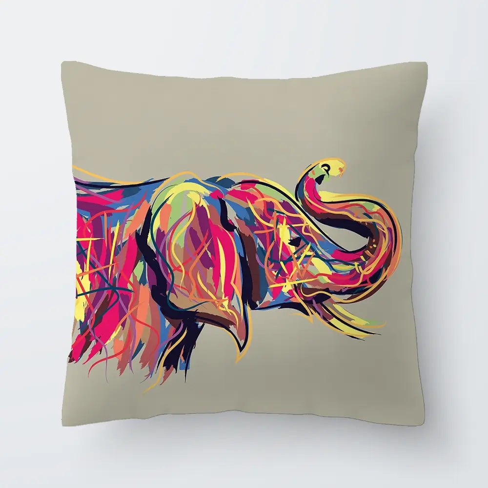 Multicoloured Elephant Cushion Multicoloured Elephant Cushion wall art product Art Print Shop