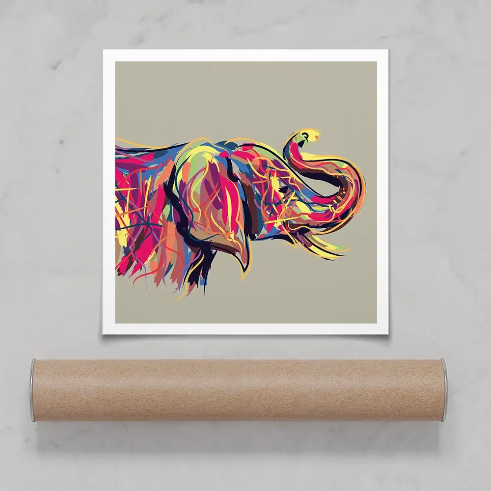 Multicoloured Elephant Square Art Print Multicoloured Elephant Square Art Print wall art product Art Print Shop