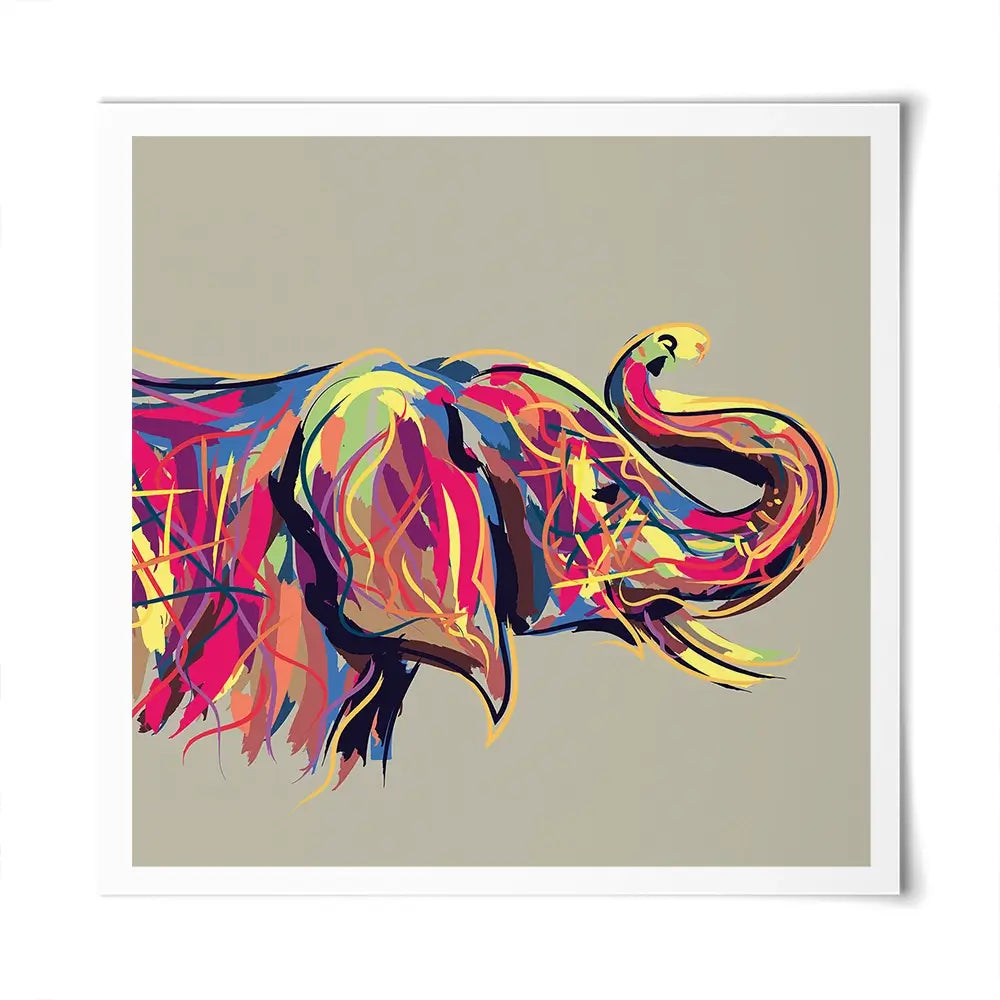Multicoloured Elephant Square Art Print Multicoloured Elephant Square Art Print wall art product Art Print Shop