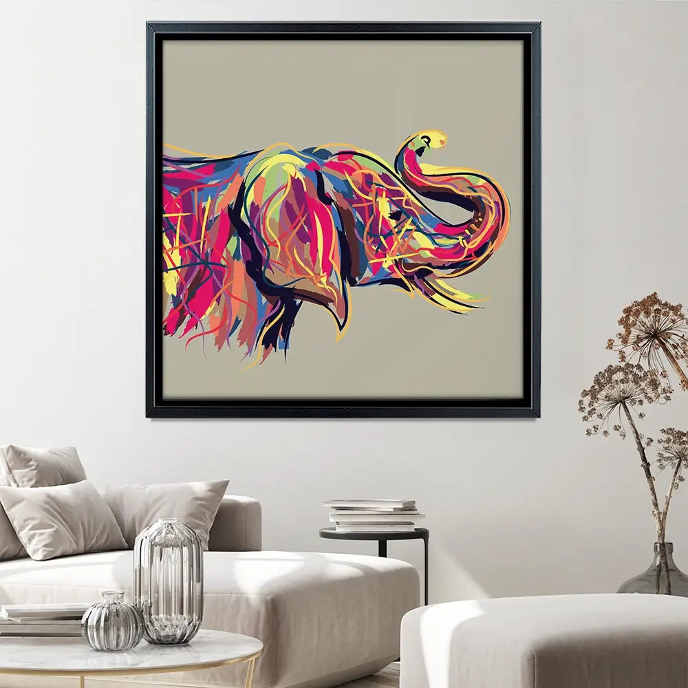 Multicoloured Elephant Square Canvas Print Multicoloured Elephant Square Canvas Print wall art product PrathapGopal / Shutterstock