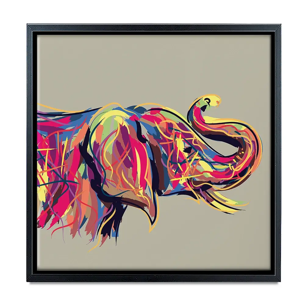 Multicoloured Elephant Square Canvas Print Multicoloured Elephant Square Canvas Print wall art product PrathapGopal / Shutterstock