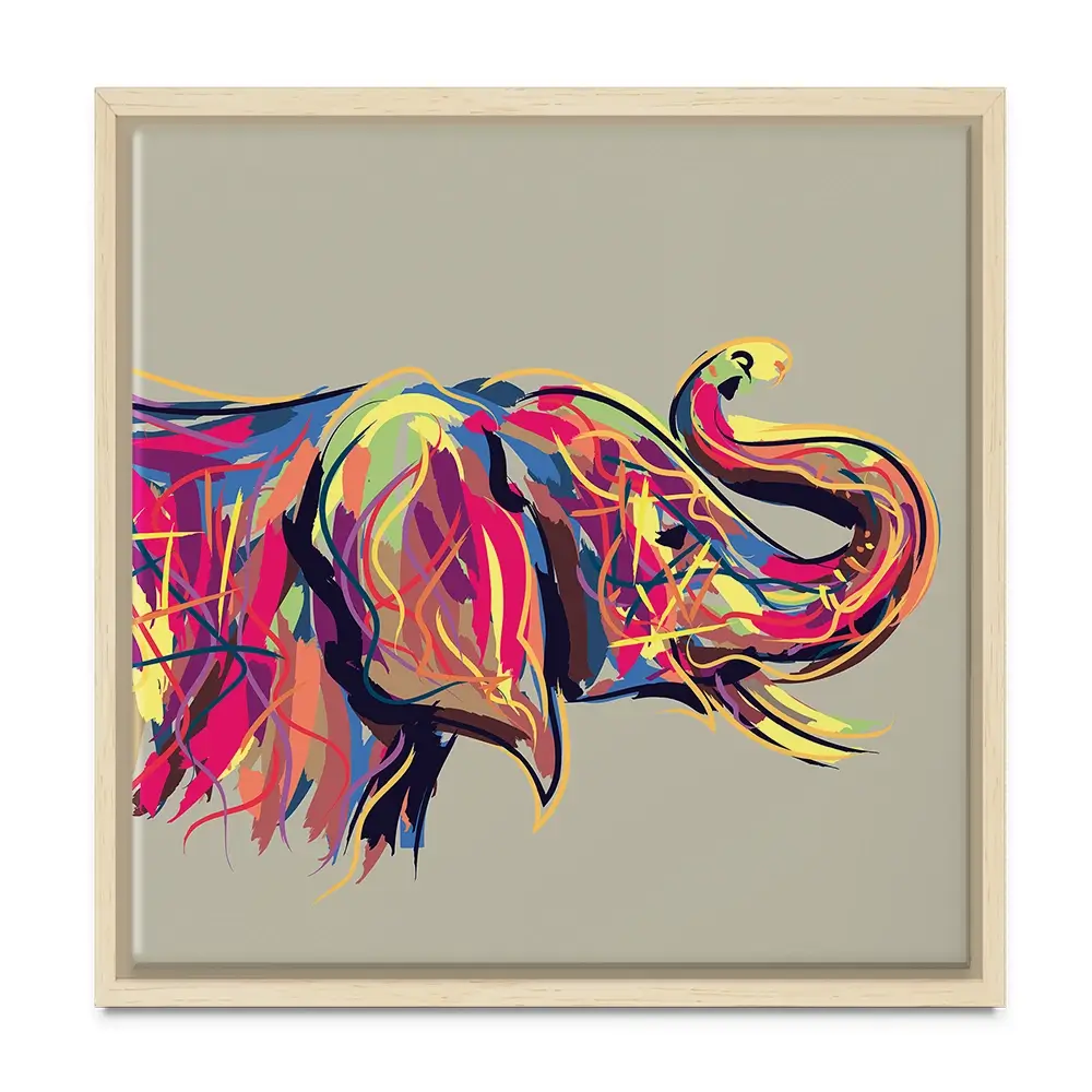 Multicoloured Elephant Square Canvas Print Multicoloured Elephant Square Canvas Print wall art product PrathapGopal / Shutterstock