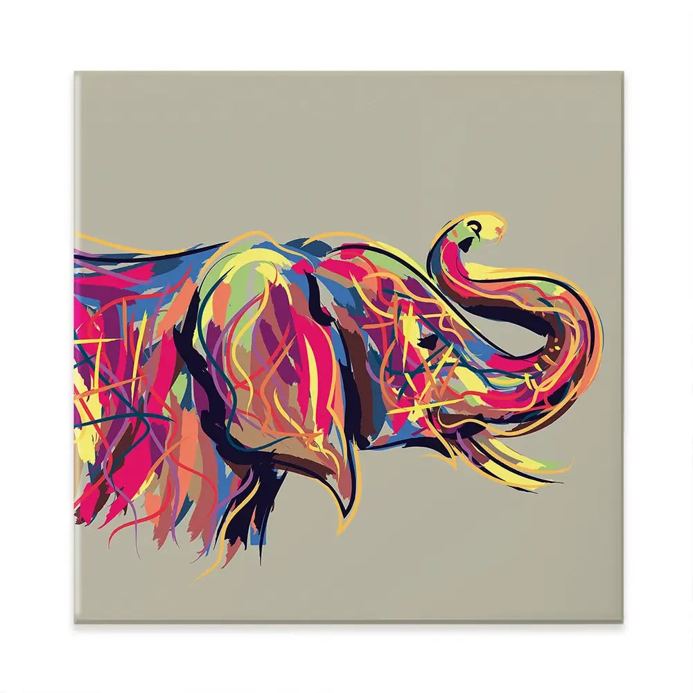 Multicoloured Elephant Square Canvas Print Multicoloured Elephant Square Canvas Print wall art product PrathapGopal / Shutterstock
