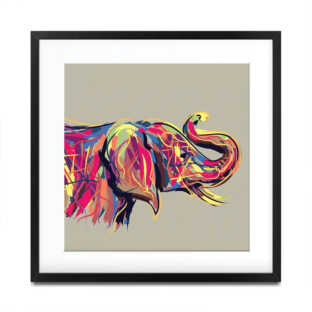 Multicoloured Elephant Square Framed Art Print Multicoloured Elephant Square Framed Art Print wall art product Art Print Shop