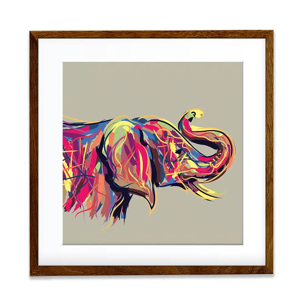 Multicoloured Elephant Square Framed Art Print Multicoloured Elephant Square Framed Art Print wall art product Art Print Shop