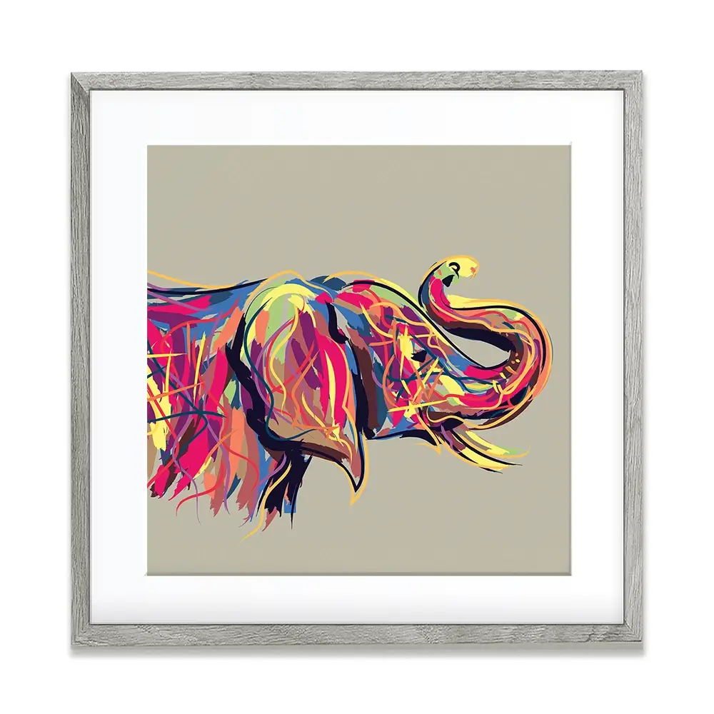 Multicoloured Elephant Square Framed Art Print Multicoloured Elephant Square Framed Art Print wall art product Art Print Shop