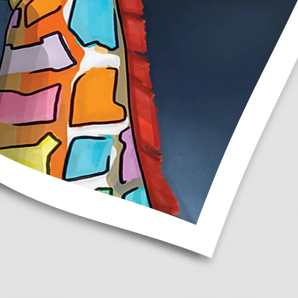 Multicoloured Giraffe And Calf Art Print Multicoloured Giraffe And Calf Art Print wall art product Independent