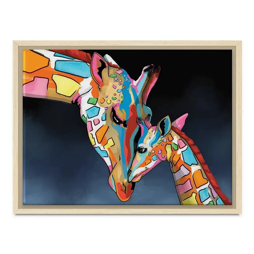 Multicoloured Giraffe and Calf Canvas Print Multicoloured Giraffe and Calf Canvas Print wall art product Independent