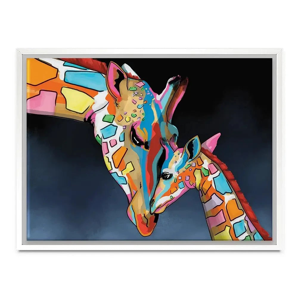 Multicoloured Giraffe and Calf Canvas Print Multicoloured Giraffe and Calf Canvas Print wall art product Independent