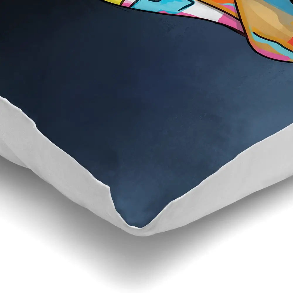 Multicoloured Giraffe And Calf Cushion Multicoloured Giraffe And Calf Cushion wall art product Art Print Shop