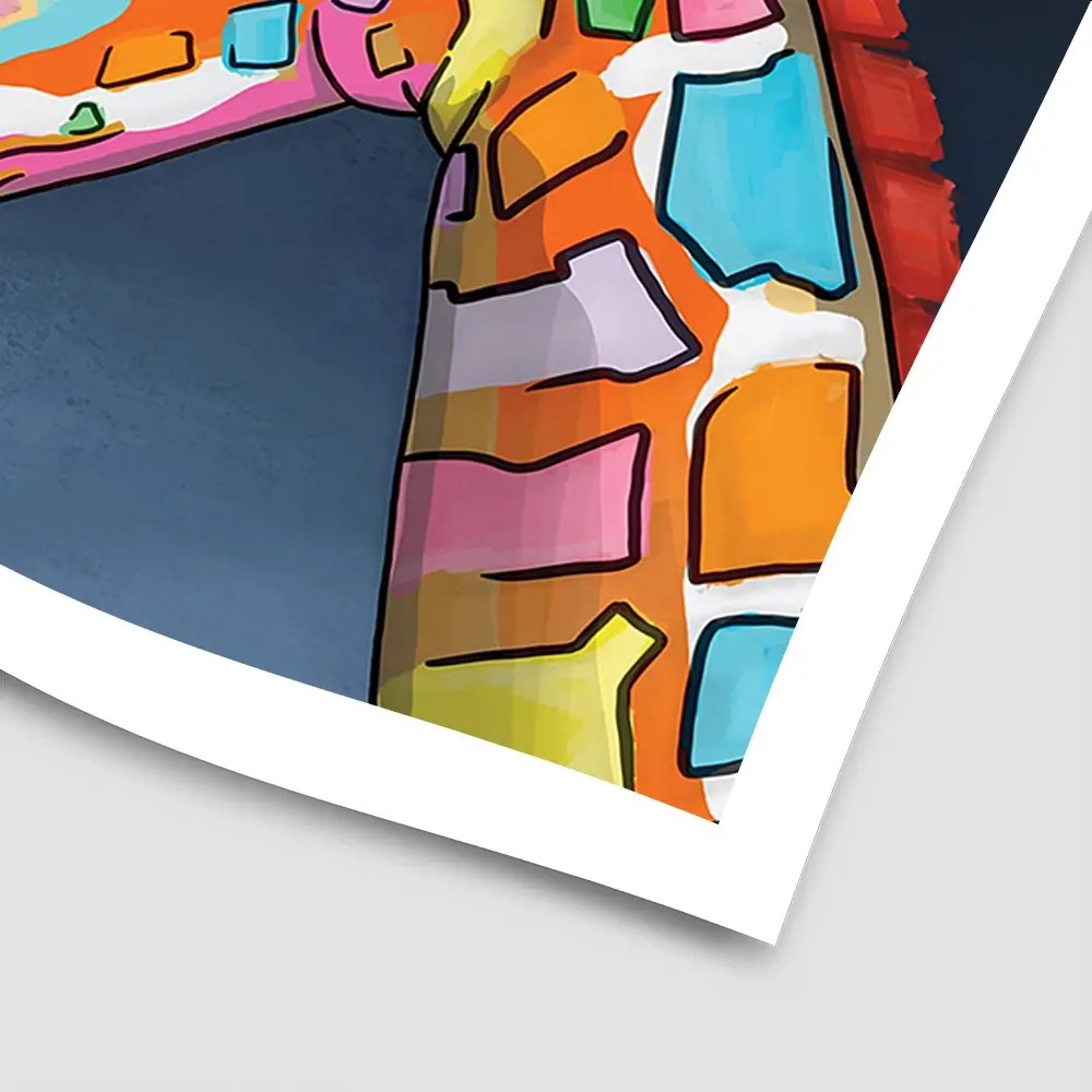 Multicoloured Giraffe And Calf Square Art Print Multicoloured Giraffe And Calf Square Art Print wall art product Art Print Shop