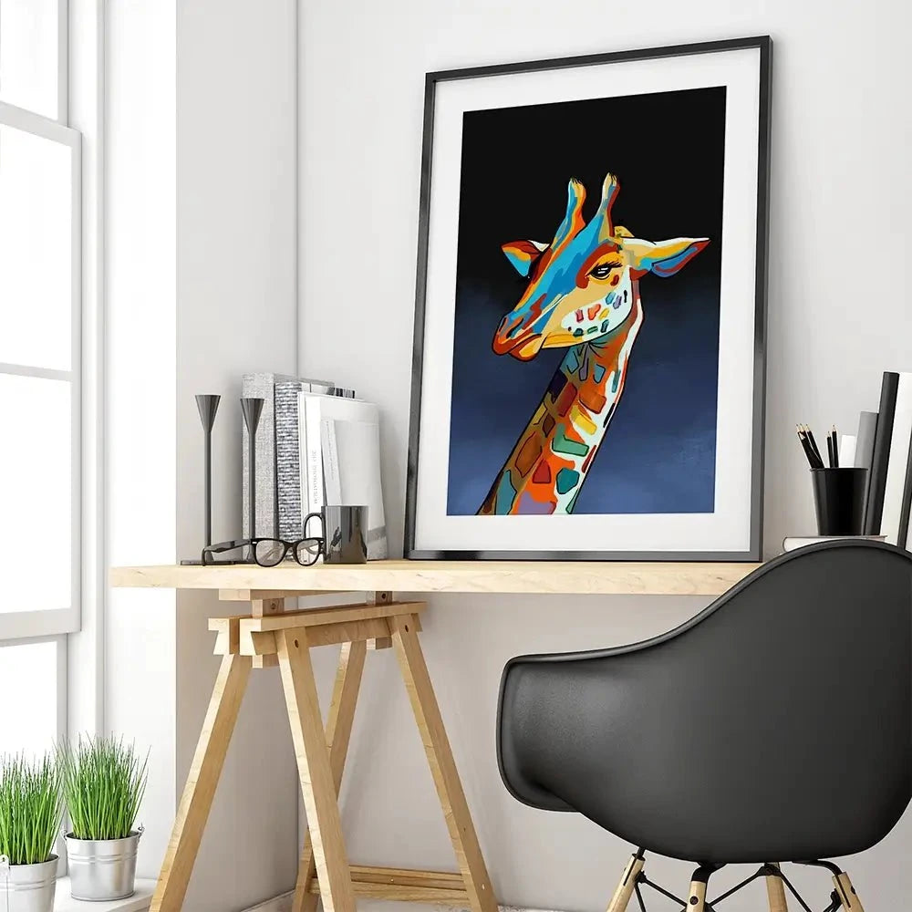 Multicoloured Giraffe Framed Art Print Multicoloured Giraffe Framed Art Print wall art product Independent