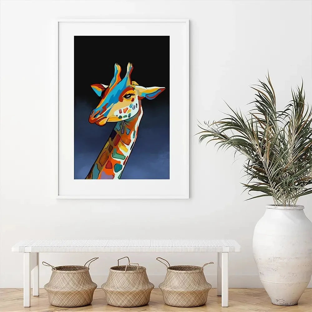 Multicoloured Giraffe Framed Art Print Multicoloured Giraffe Framed Art Print wall art product Independent