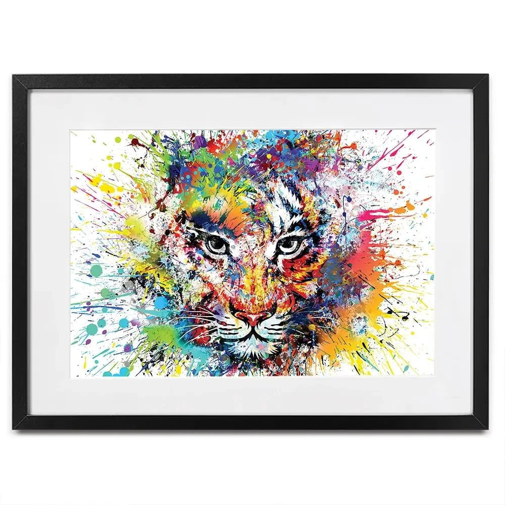 Multicoloured Tiger Paint Splash Framed Art Print Multicoloured Tiger Paint Splash Framed Art Print | Tiger Framed Print wall art product ARTEMENKO VALENTYN / Shutterstock