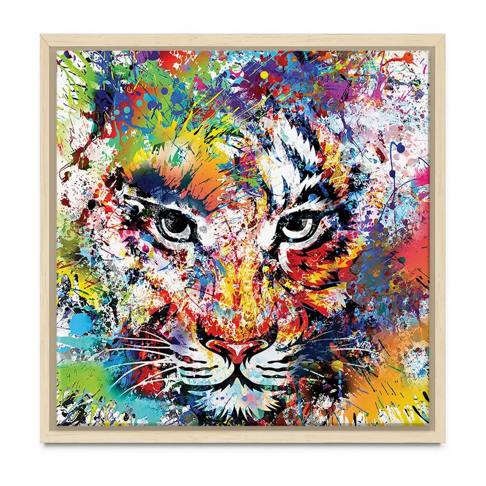 Multicoloured Tiger Paint Splash Oversized Canvas Print Multicoloured Tiger Paint Splash Oversized Canvas Print wall art product ARTEMENKO VALENTYN / Shutterstock