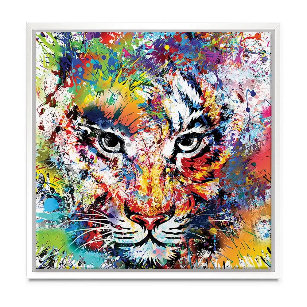 Multicoloured Tiger Paint Splash Oversized Canvas Print Multicoloured Tiger Paint Splash Oversized Canvas Print wall art product ARTEMENKO VALENTYN / Shutterstock
