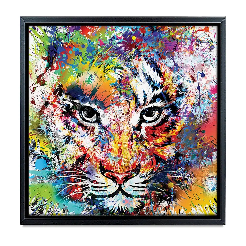 Multicoloured Tiger Paint Splash Oversized Canvas Print Multicoloured Tiger Paint Splash Oversized Canvas Print wall art product ARTEMENKO VALENTYN / Shutterstock