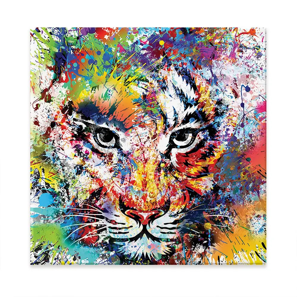 Multicoloured Tiger Paint Splash Oversized Canvas Print Multicoloured Tiger Paint Splash Oversized Canvas Print wall art product ARTEMENKO VALENTYN / Shutterstock