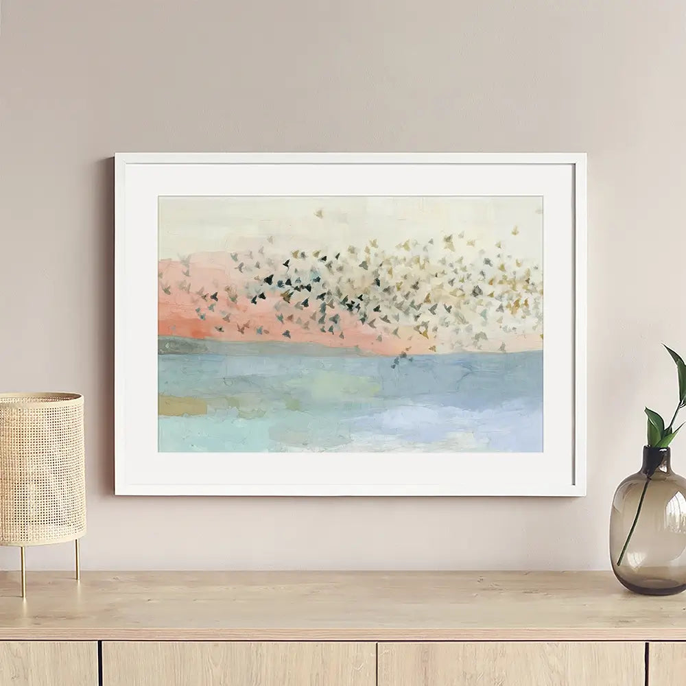 Murmuration Of Birds Framed Art Print Murmuration Of Birds Framed Art Print wall art product Chromatic Storm Studio