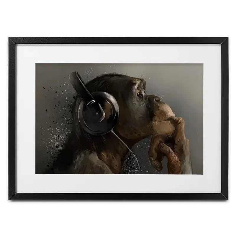 Musical Chimpanzee Framed Art Print Musical Chimpanzee Framed Art Print wall art product Lorri Kajenna / Shutterstock