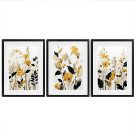Mustard Floral Framed Art Print Trio Mustard Floral Framed Art Print Trio wall art product IAmHomeStudio