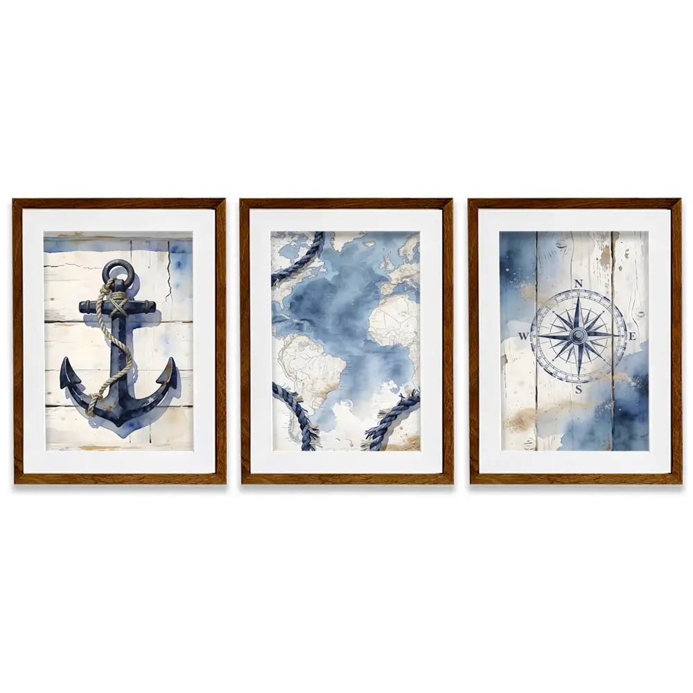 Nautical Framed Art Print Trio Nautical Framed Art Print Trio wall art product LSR Design Studio - Independent