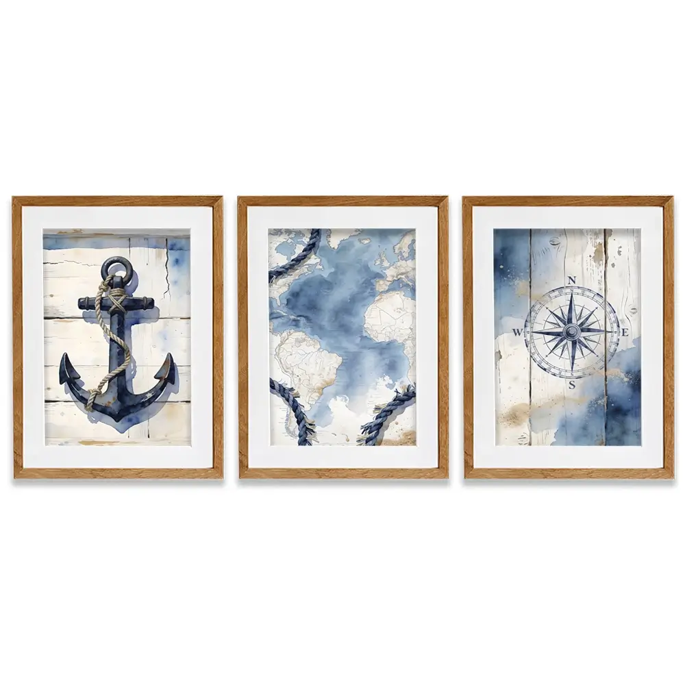 Nautical Framed Art Print Trio Nautical Framed Art Print Trio wall art product LSR Design Studio - Independent