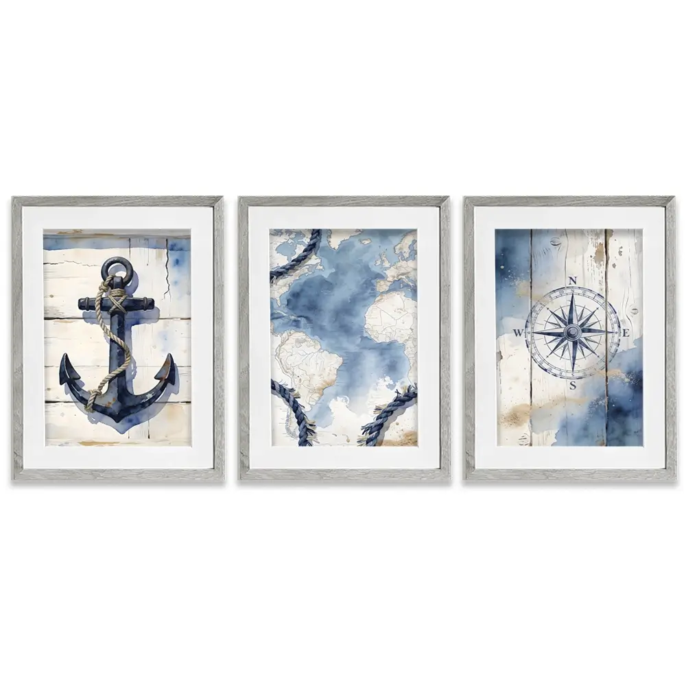Nautical Framed Art Print Trio Nautical Framed Art Print Trio wall art product LSR Design Studio - Independent