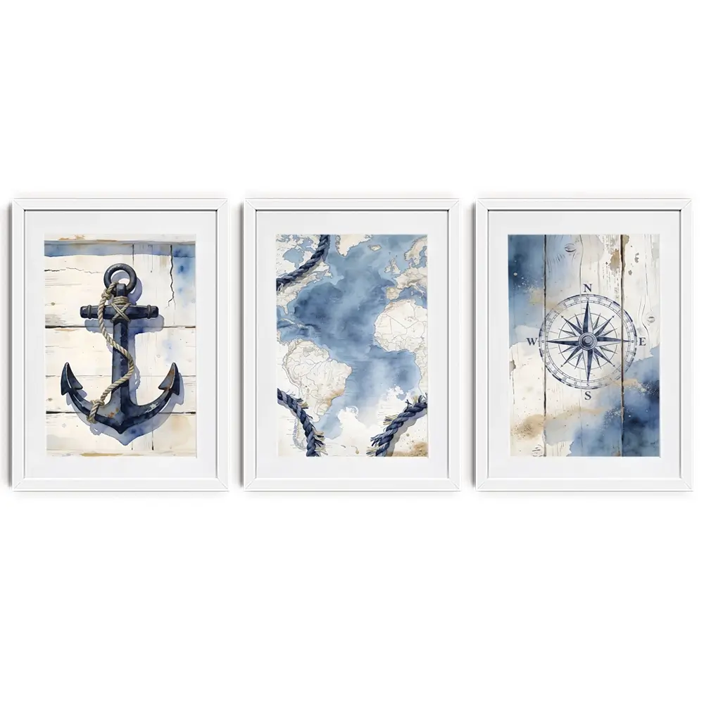 Nautical Framed Art Print Trio Nautical Framed Art Print Trio wall art product LSR Design Studio - Independent