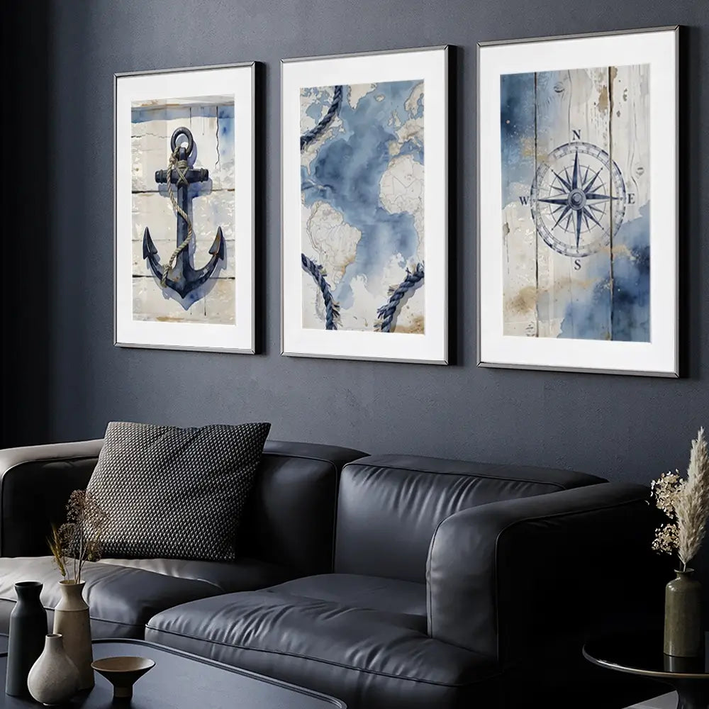 Nautical Framed Art Print Trio Nautical Framed Art Print Trio wall art product LSR Design Studio - Independent