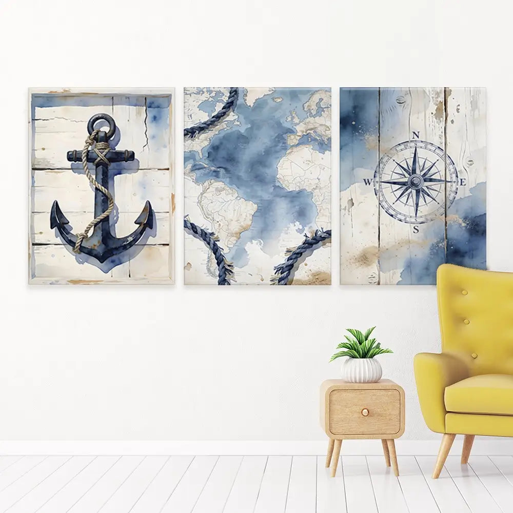 Nautical Trio Canvas Print Nautical Trio Canvas Print wall art product LSR Design Studio - Independent