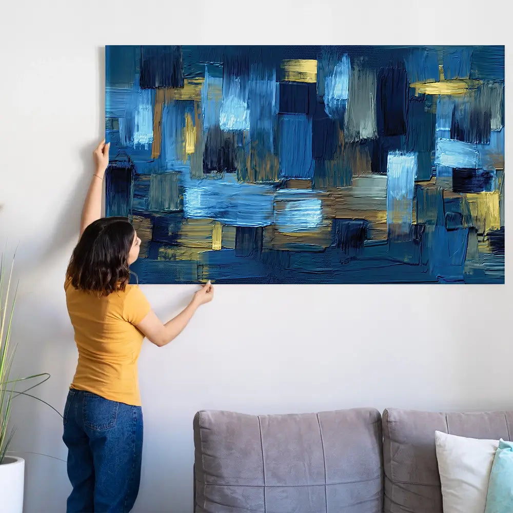 Navy Brush Strokes Oversized Canvas Print Navy Brush Strokes Oversized Canvas Print wall art product Art Print Shop