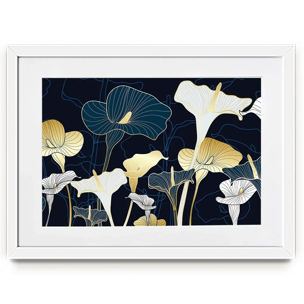 Navy Calla Lily Framed Art Print Navy Calla Lily Framed Art Print wall art product TWINS DESIGN STUDIO / Shutterstock