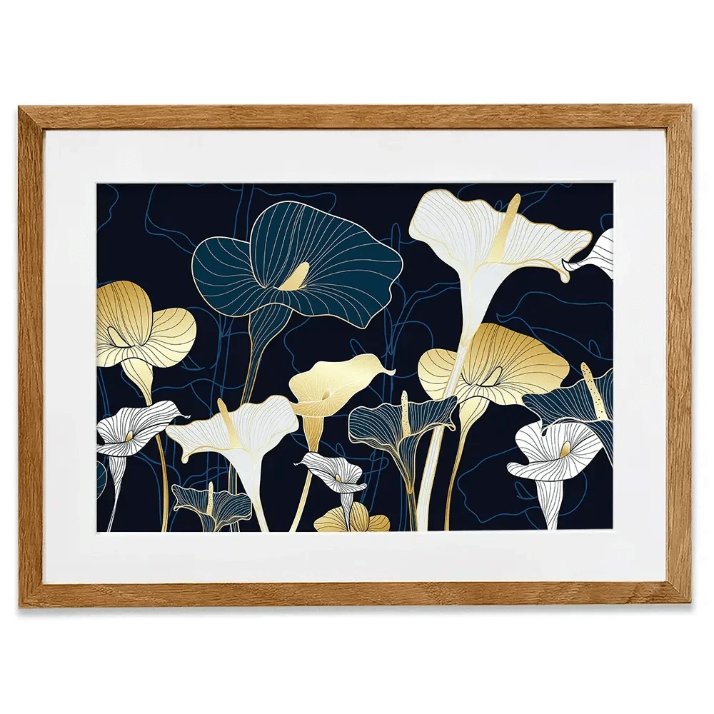 Navy Calla Lily Framed Art Print Navy Calla Lily Framed Art Print wall art product TWINS DESIGN STUDIO / Shutterstock
