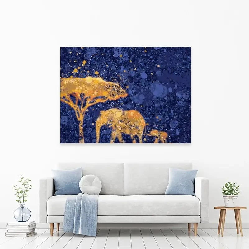 Navy Elephants Splash Canvas Print Navy Elephants Splash Canvas Print wall art product D Mosconi