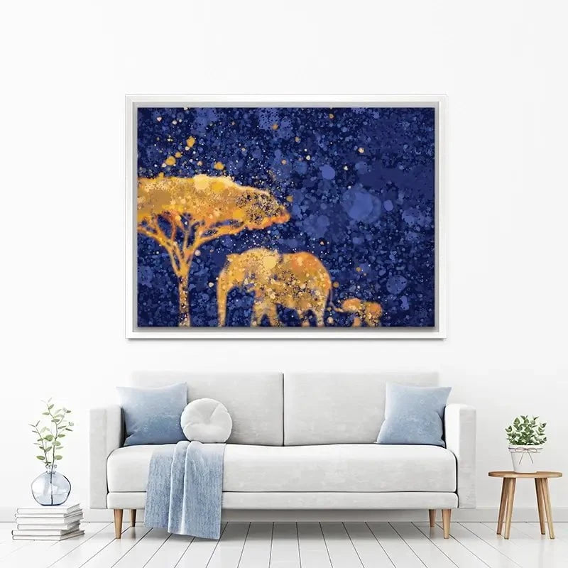 Navy Elephants Splash Canvas Print Navy Elephants Splash Canvas Print wall art product D Mosconi