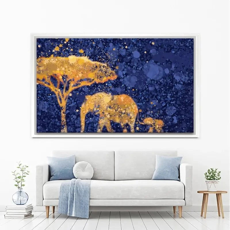 Navy Elephants Splash Canvas Print Navy Elephants Splash Canvas Print wall art product D Mosconi